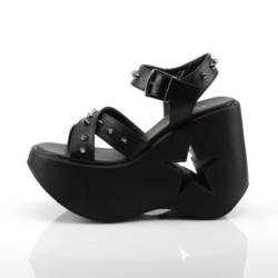 Demonia DYNAMITE-02 Black Vegan Wedge Platform Sandal