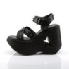 Demonia DYNAMITE-02 Black Vegan Wedge Platform Sandal