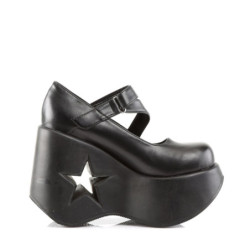 Demonia DYNAMITE-03 Black Vegan Wedge Platform Shoes