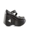 Demonia DYNAMITE-03 Black Vegan Wedge Platform Shoes