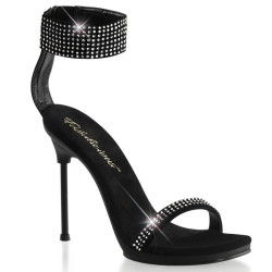 Fabulicious CHIC-40 Black Ankle Strap Steel Heel Sandal