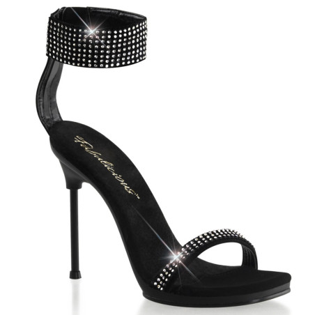 Fabulicious CHIC-40 Black Ankle Strap Steel Heel Sandal