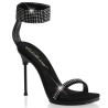 Fabulicious CHIC-40 Black Ankle Strap Steel Heel Sandal