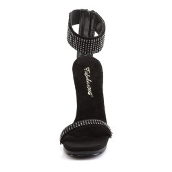 Fabulicious CHIC-40 Black Ankle Strap Steel Heel Sandal