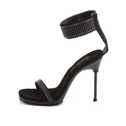 Fabulicious CHIC-40 Black Ankle Strap Steel Heel Sandal