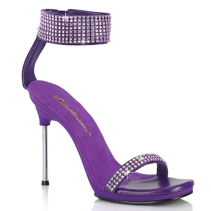 Fabulicious CHIC-40 Purple Ankle Strap Steel Heel Sandal Fabulicious CHIC-40 Purple Ankle Strap Steel Heel Sandal