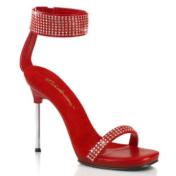 Fabulicious CHIC-40 Red Ankle Strap Steel Heel Sandal