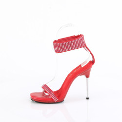 Fabulicious CHIC-40 Red Ankle Strap Steel Heel Sandal