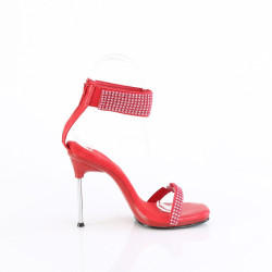 Fabulicious CHIC-40 Red Ankle Strap Steel Heel Sandal