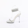 Fabulicious CHIC-40 Silver Ankle Strap Steel Heel Sandal