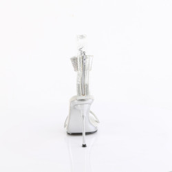 Fabulicious CHIC-40 Silver Ankle Strap Steel Heel Sandal