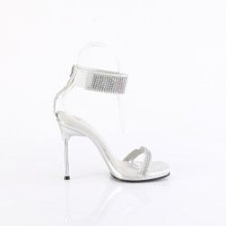 Fabulicious CHIC-40 Silver Ankle Strap Steel Heel Sandal