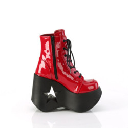 Demonia DYNAMITE-106 Red Patent Platform Wedge Boots