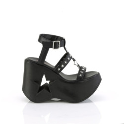 Demonia DYNAMITE-12 Black Vegan Platform Wedge Sandal