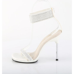 Fabulicious CHIC-40 White Ankle Strap Steel Heel Sandal
