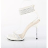 Fabulicious CHIC-40 White Ankle Strap Steel Heel Sandal