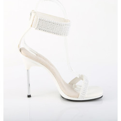 Fabulicious CHIC-40 White Ankle Strap Steel Heel Sandal