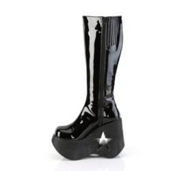 Demonia DYNAMITE-218 Black Glitter Platform Wedge Boots