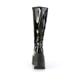 Demonia DYNAMITE-218 Black Glitter Platform Wedge Boots