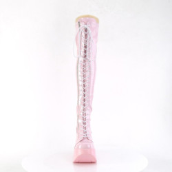 Demonia DYNAMITE-300 Rose Thigh High Wedge Boots