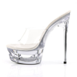 Pleaser ECLIPSE-601 Clear Stiletto Spike Heeled Mules