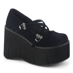 Demonia KERA-10 Black Velvet Maryjane Platform Boots