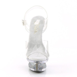 Pleaser ECLIPSE-608GT Transparent Silver Glitter Sale