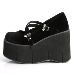 Demonia KERA-10 Black Velvet Maryjane Platform Boots
