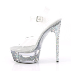 Pleaser ECLIPSE-608GT Transparent Silver Glitter Sale
