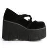 Demonia KERA-10 Black Velvet Maryjane Platform Boots