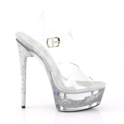Pleaser ECLIPSE-608GT Transparent Silver Glitter Sale