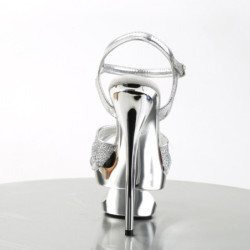 Pleaser ECLIPSE-619G Silver Stiletto High Heels Sandals