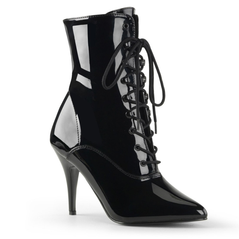 Pleaser VANITY-1020 Black Patent Ankle High Boots Women