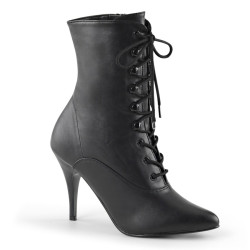 Pleaser VANITY-1020 Black Vegan Leather Ankle Boots