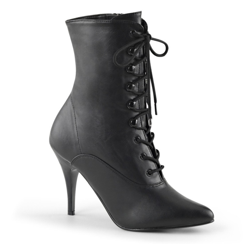 Pleaser VANITY-1020 Black Vegan Leather Ankle Boots Pleaser VANITY-1020 Black Vegan Leather Ankle Boots