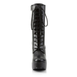 Pleaser ELECTRA-1020 Black Vegan Leather Ankle Boots
