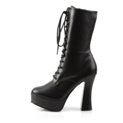 Pleaser ELECTRA-1020 Black Vegan Leather Ankle Boots