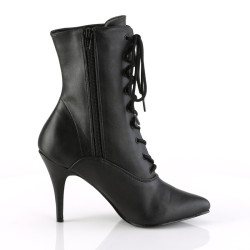 Pleaser VANITY-1020 Black Vegan Leather Ankle Boots
