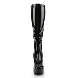 Pleaser ELECTRA-2000Z Black Patent Chunky 70s Abba Boots