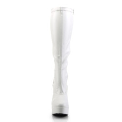 Pleaser ELECTRA-2000Z White Vegan Chunky 70s Abba Boots