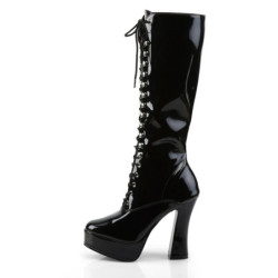 Pleaser ELECTRA-2020 Black Patent Chunky 70s Abba Boots
