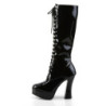 Pleaser ELECTRA-2020 Black Patent Chunky 70s Abba Boots
