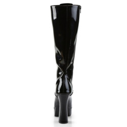 Pleaser ELECTRA-2020 Black Patent Chunky 70s Abba Boots