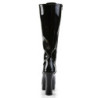 Pleaser ELECTRA-2020 Black Patent Chunky 70s Abba Boots