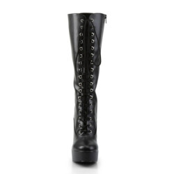 Pleaser ELECTRA-2020 Black Vegan Chunky 70s Abba Boots