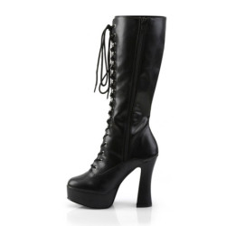 Pleaser ELECTRA-2020 Black Vegan Chunky 70s Abba Boots