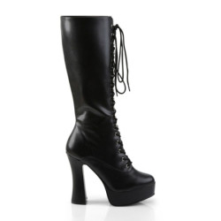 Pleaser ELECTRA-2020 Black Vegan Chunky 70s Abba Boots