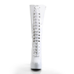 Pleaser ELECTRA-2020 White Patent Chunky 70s Abba Boots