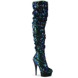 Pleaser DELIGHT-3004 Green Sequins Black Sale Women