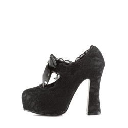 Demonia DEMON-11 Satin Lace Chunky Platform Pumps